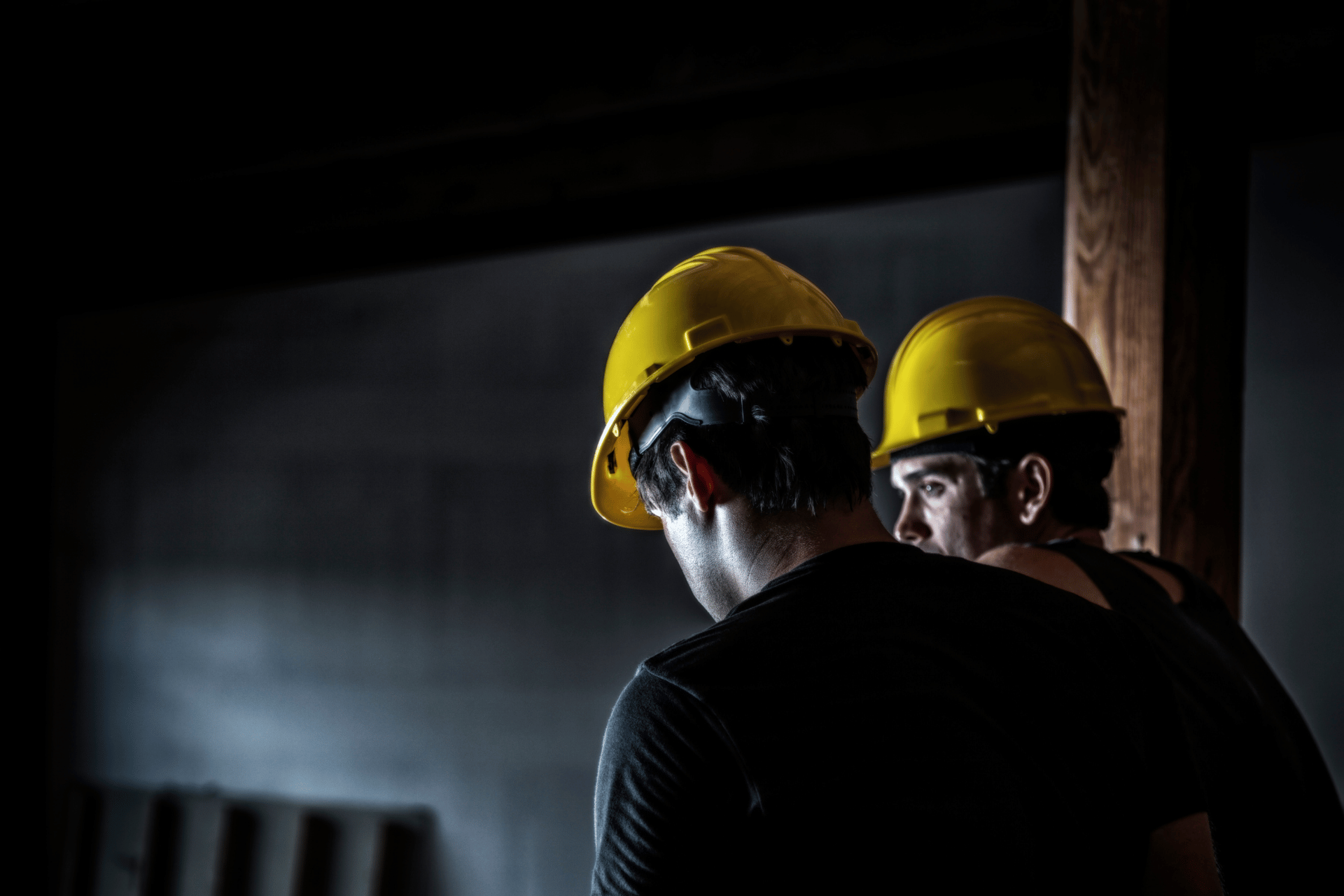 two contractors working after hours