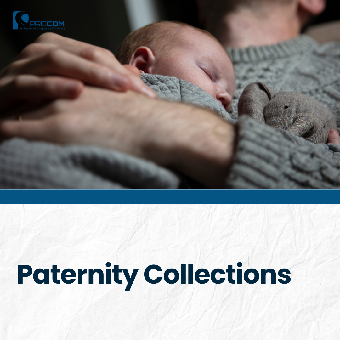 A picture for Procom's blog post called "Paternity Collections." Features a picture of a dad snuggling with his sleeping baby.